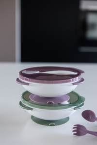 Kidsme Dyb tallerken m. sugekop og temperaturske - Plum